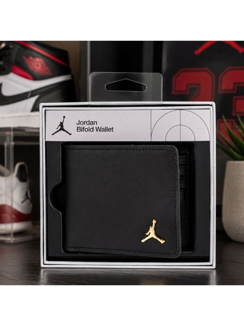 Nike Jordan Mens Jumpman Ingot Bifold Wallet Black Leather MA0819-023 NIB